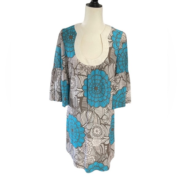Trina Turk Bonita Women’s Floral Bell Sleeve Boho Mini Dress Size 4 100% Silk - Picture 4 of 12